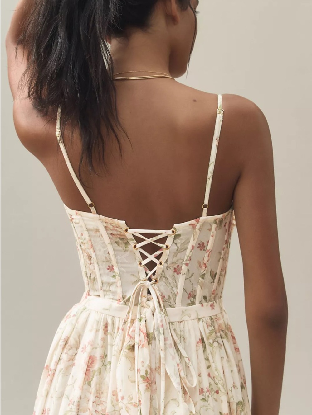 V. Chapman Floral Corset Maxi Dress Lace Up Back Ruffle Hem Size 8 NWT - Picture 3 of 17
